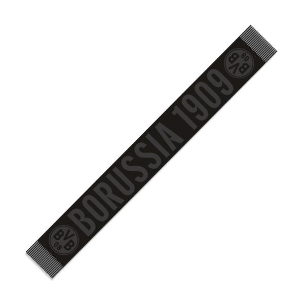 Borussia Dortmund BVB Schal Schwarz Ton-in-Ton 140 x 17 cm